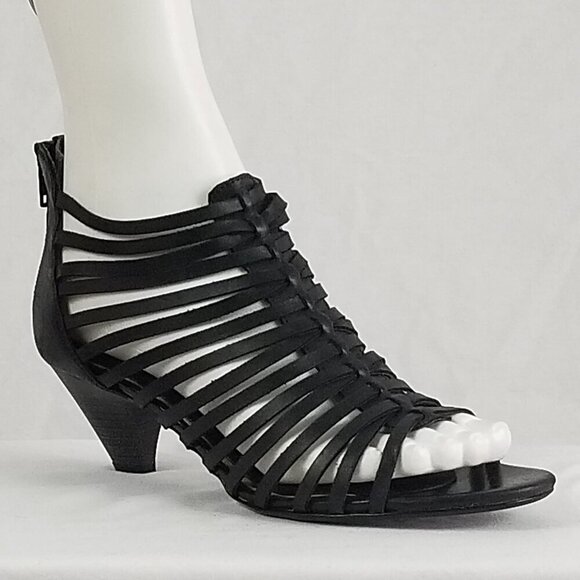 Vintage Leather Boho Gladiator Heeled Sandal - Picture 1 of 6
